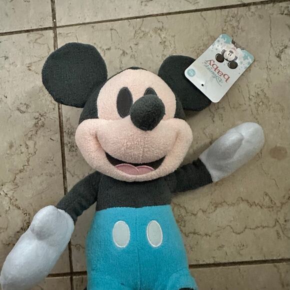 Disney Baby My First Mickey Mouse Blue Gray 14 “ Long Plush Toy Stuffed Animal - Picture 3 of 11